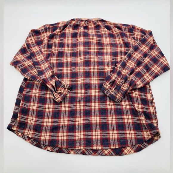 FREE PEOPLE | Northern Bound Plaid Shirt In Dark Red | size large - Picture 7 of 7